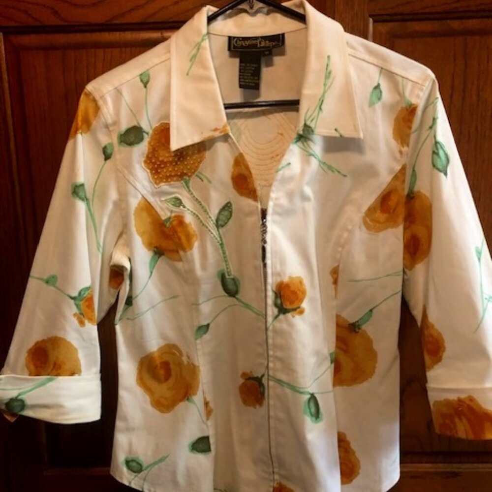 Christine Phillipe White Blazer w/ Yellow rose of Texas
